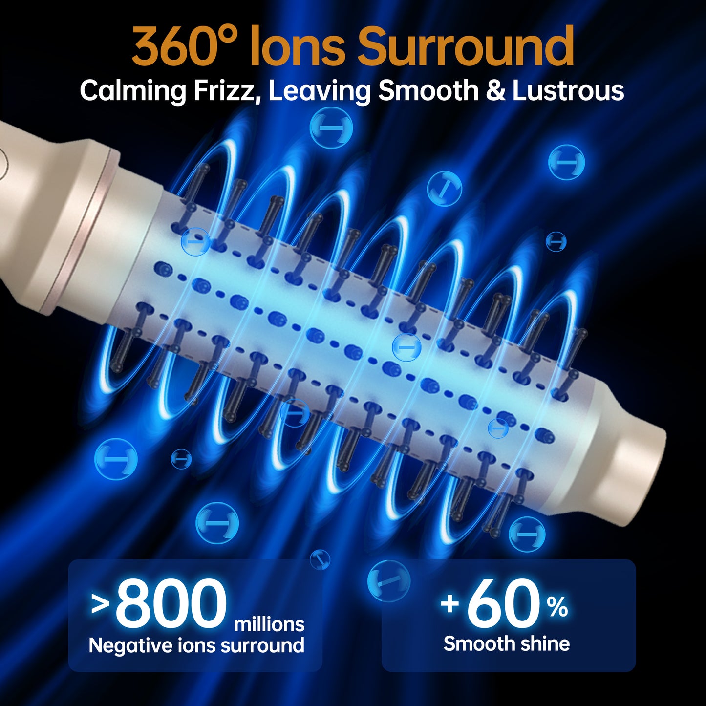 1.5 Inch Auto Rotating Curling Brush, Spinning Heated Thermal Round Brush Volumizer, 3 in 1 Ionic Hair Brush Styler for Long Medium Hair, 3 Temp Settings, 30S Fast Heat-Up, Dual Voltage