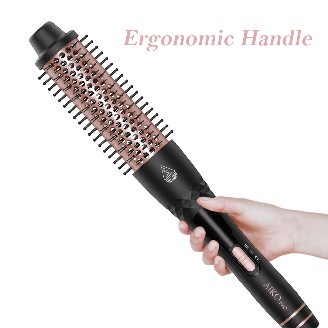 1.5 Inch Thermal Curling Brush for Natural Curls, Ionic Ceramic Heated Round Brush Adds Volume and Makes Hair Smoother, Dual Voltage Heated Round Brush Volumizer, Fast Heat-Up and Easy to Use