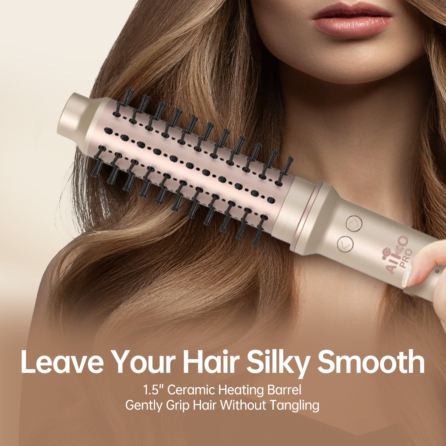 1.5 Inch Auto Rotating Curling Brush, Spinning Heated Thermal Round Brush Volumizer, 3 in 1 Ionic Hair Brush Styler for Long Medium Hair, 3 Temp Settings, 30S Fast Heat-Up, Dual Voltage