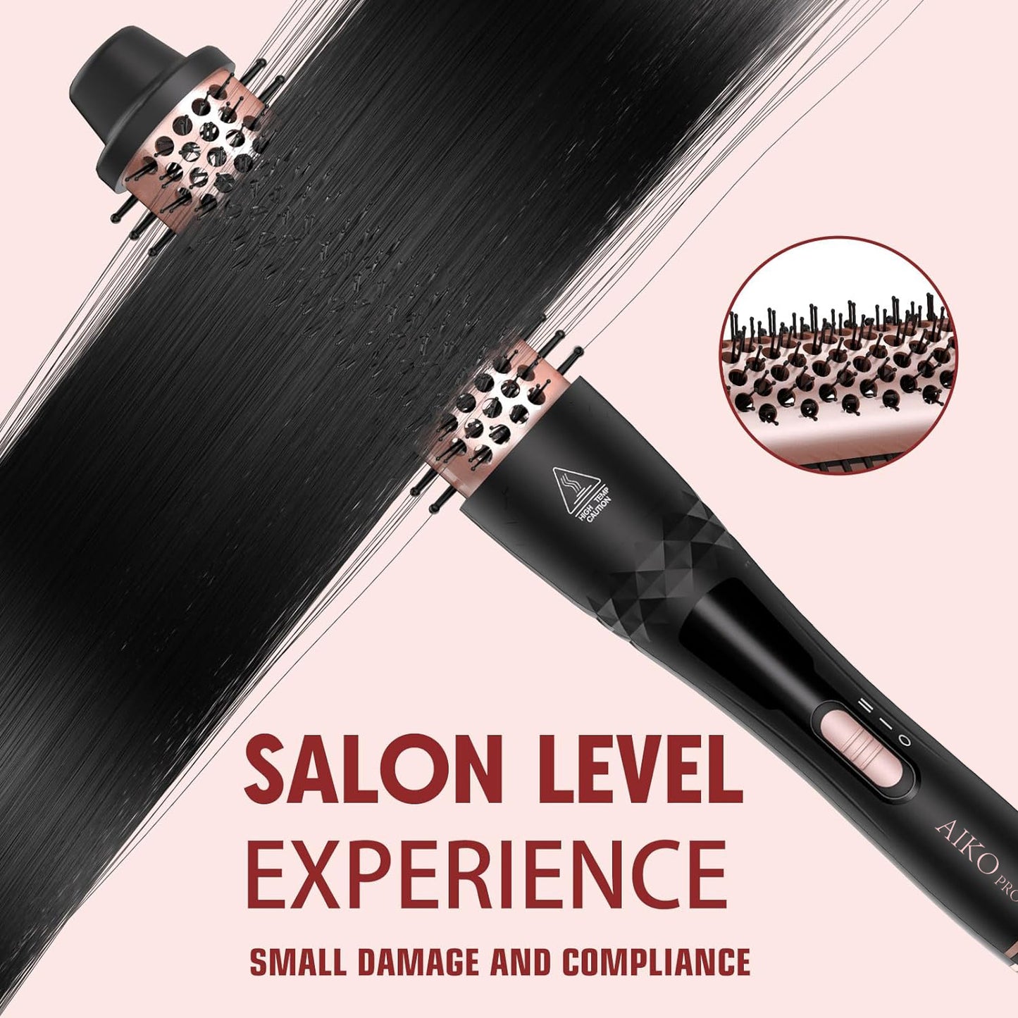1.5 Inch Thermal Curling Brush for Natural Curls, Ionic Ceramic Heated Round Brush Adds Volume and Makes Hair Smoother, Dual Voltage Heated Round Brush Volumizer, Fast Heat-Up and Easy to Use