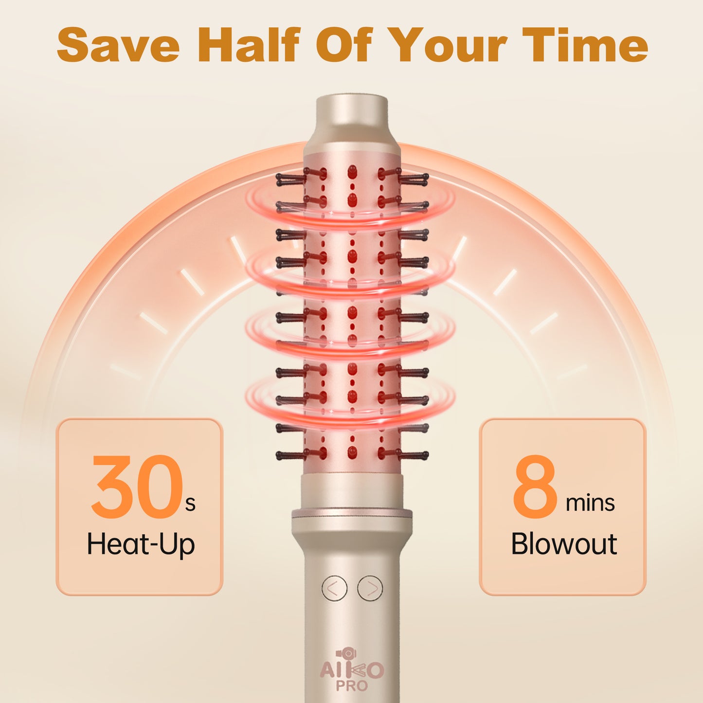 1.5 Inch Auto Rotating Curling Brush, Spinning Heated Thermal Round Brush Volumizer, 3 in 1 Ionic Hair Brush Styler for Long Medium Hair, 3 Temp Settings, 30S Fast Heat-Up, Dual Voltage