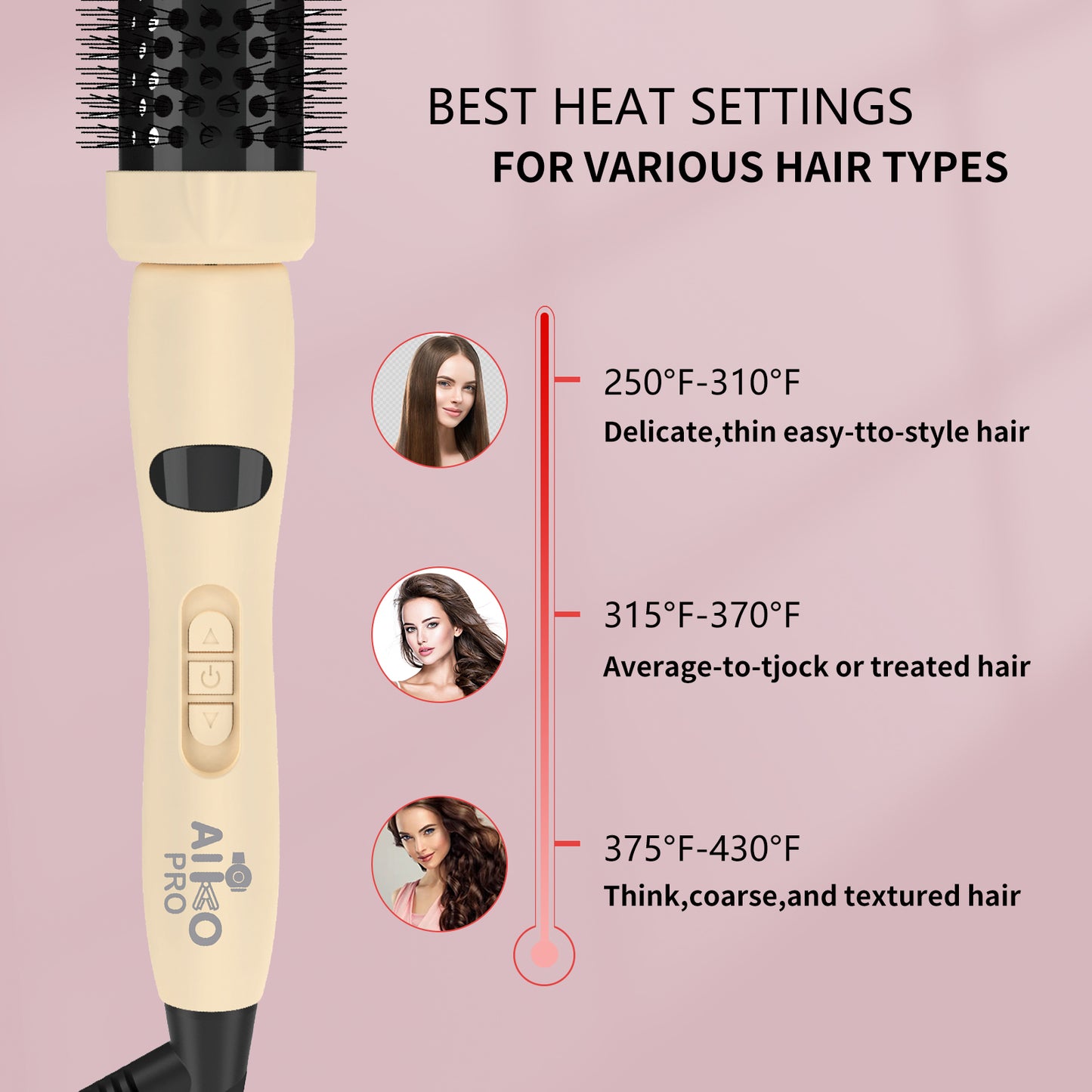 Thermal Brush for Blowout Look, 1.5 Inch Ceramic Heated Round Brush Makes Hair Shiny & Smooth, Ionic Hot Brush for Natural and Voluminous Curls, Easy to Use, Dual Voltage, Sandy
