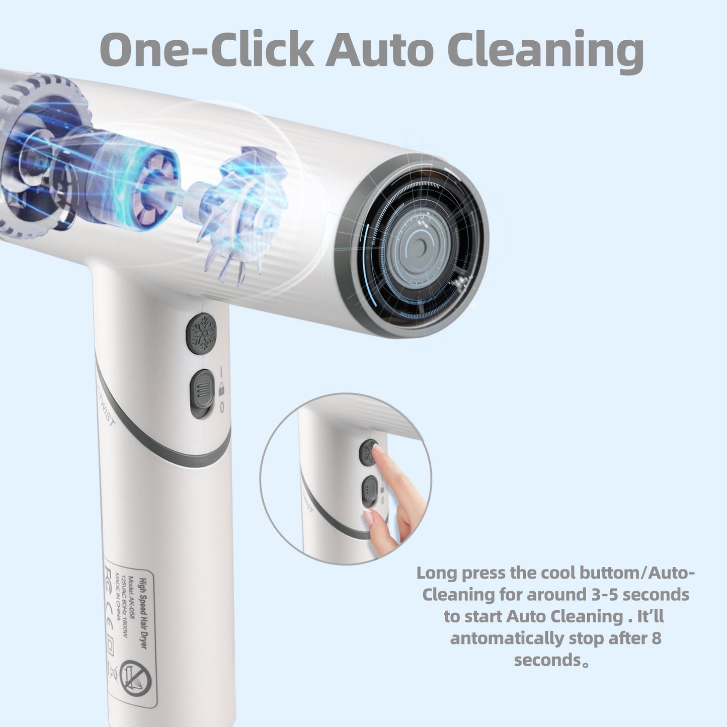 1800W High-Speed Foldable Travel Salon Ionic Blow Dryer, Brushless Motor for Fast Drying & Frizz Control, 3 Temps & 3 Speeds, Lightweight, Portable & Quiet with 3 Magnetic Nozzles