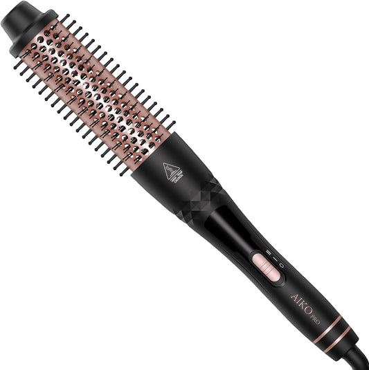 1.5 Inch Thermal Curling Brush for Natural Curls, Ionic Ceramic Heated Round Brush Adds Volume and Makes Hair Smoother, Dual Voltage Heated Round Brush Volumizer, Fast Heat-Up and Easy to Use