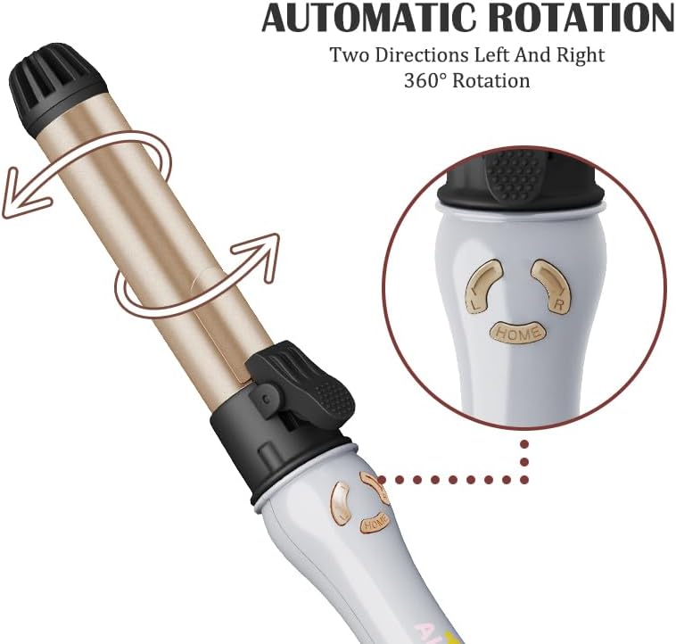 AIKO PRO 1 Inch Professional Automatic Rotating Curling Iron, Nano Titanium Auto Spin Curling Wand Hair Curler with 11 Adjustable Temps 250°F to 450°F, 60 Min Auto Shut-Off, Anti-Scald & Dual Voltage