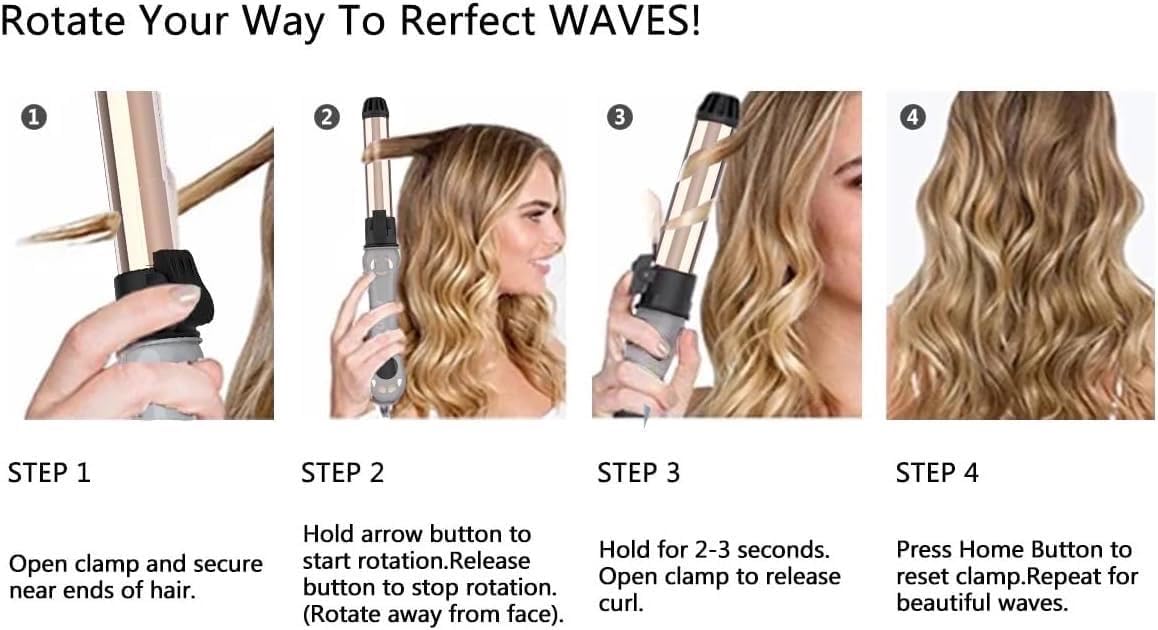 AIKO PRO 1 Inch Professional Automatic Rotating Curling Iron, Nano Titanium Auto Spin Curling Wand Hair Curler with 11 Adjustable Temps 250°F to 450°F, 60 Min Auto Shut-Off, Anti-Scald & Dual Voltage