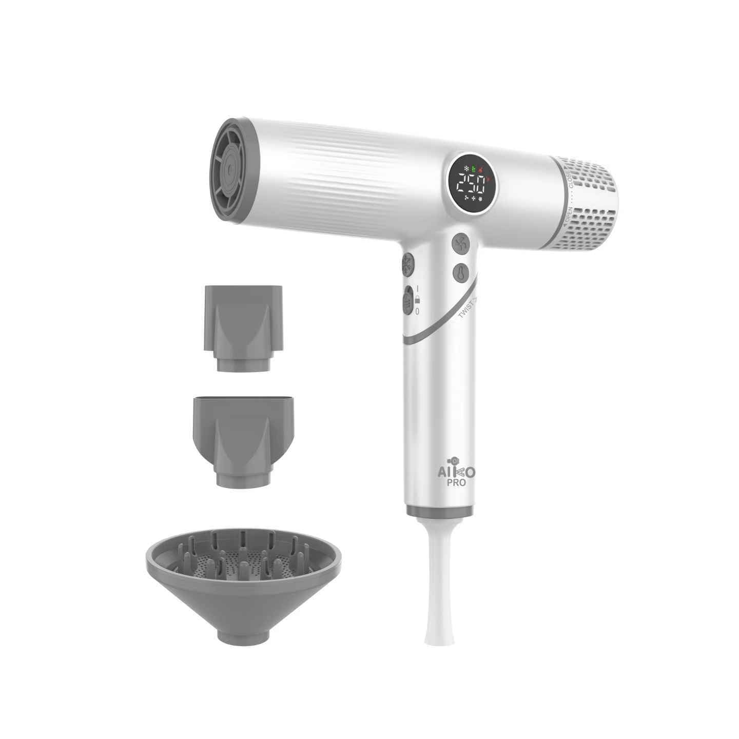 1800W High-Speed Foldable Travel Salon Ionic Blow Dryer, Brushless Motor for Fast Drying & Frizz Control, 3 Temps & 3 Speeds, Lightweight, Portable & Quiet with 3 Magnetic Nozzles