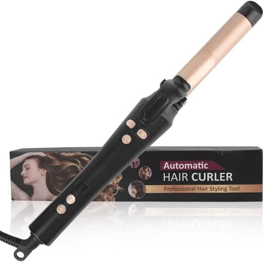 AIKO PRO Auto Rotating Ceramic Curling Iron, Professional 1 Inch LCD Rotating Hair Curler Titanium Auto Hair Curling Iron Self Curling Wand, 4 Adjustable Temps, Fast Heat-Up, Dual Voltage & Anti-Scald