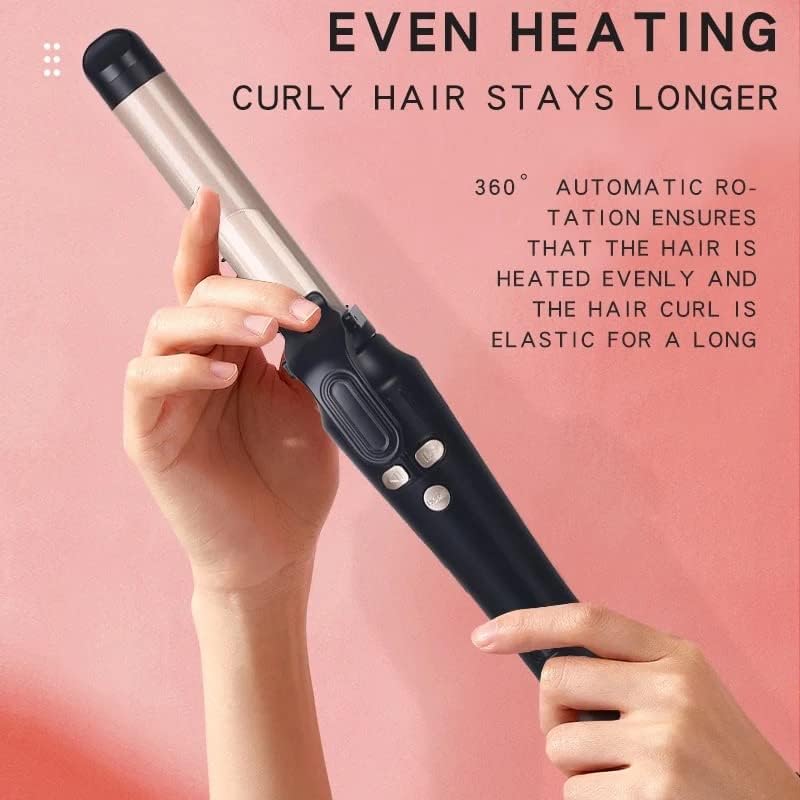 AIKO PRO Auto Rotating Ceramic Curling Iron, Professional 1 Inch LCD Rotating Hair Curler Titanium Auto Hair Curling Iron Self Curling Wand, 4 Adjustable Temps, Fast Heat-Up, Dual Voltage & Anti-Scald