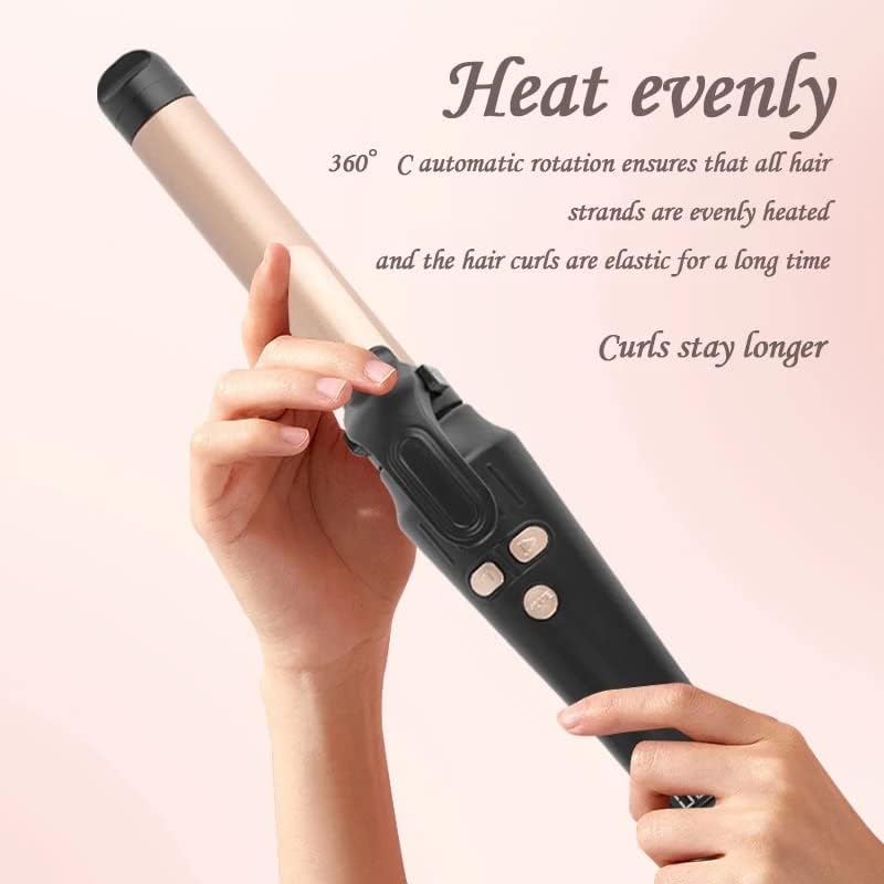 AIKO PRO Auto Rotating Ceramic Curling Iron, Professional 1 Inch LCD Rotating Hair Curler Titanium Auto Hair Curling Iron Self Curling Wand, 4 Adjustable Temps, Fast Heat-Up, Dual Voltage & Anti-Scald