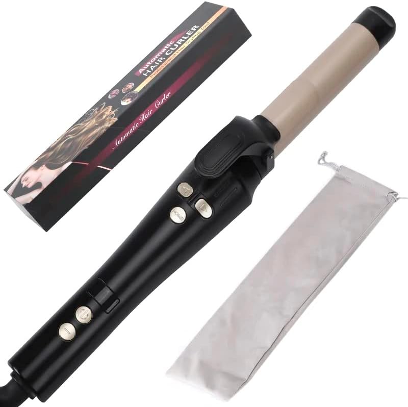 AIKO PRO Auto Rotating Ceramic Curling Iron, Professional 1 Inch LCD Rotating Hair Curler Titanium Auto Hair Curling Iron Self Curling Wand, 4 Adjustable Temps, Fast Heat-Up, Dual Voltage & Anti-Scald
