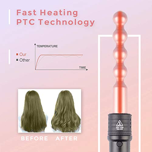 AIKO PRO 5 in 1 Advanced Titanium Curling Iron Wand Set with 5 Interchangeable Barrels Hair Curlers and Heat Resistant Glove