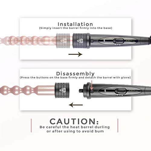 AIKO PRO 5 in 1 Advanced Titanium Curling Iron Wand Set with 5 Interchangeable Barrels Hair Curlers and Heat Resistant Glove