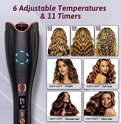 AIKO PRO Auto Hair Curler, Automatic Curling Iron with LCD Display and Timer for All Hair Types, Fast Heating, Auto Shut-Off Curling Wand