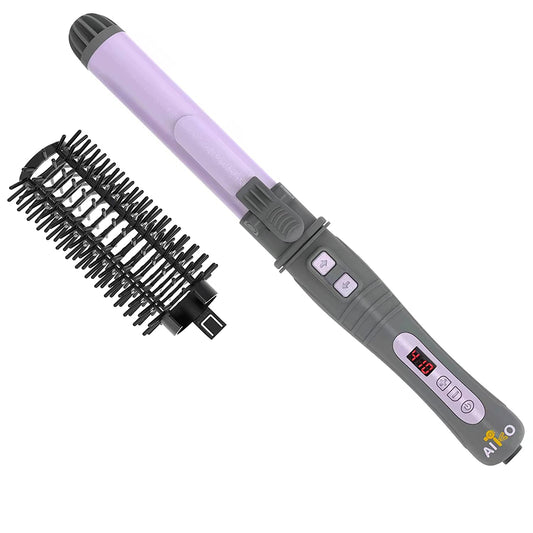 AIKO PRO Auto Rotating Tourmaline Ceramic 1.25 Inch Hair Curler Curling Iron Wand with LCD Adjustable Temperature Display and Anti-Scald Hot Brush Dual Voltage 100V-240V for All Types