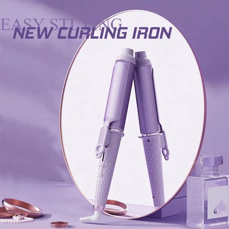 Aiko Professional Tourmaline 1 1/2 Inch Ceramic Curling Iron with Natural Curls, 1.5 Inch Extra Large Barrel Curling Wand for Soft Waves with Negative Ions Dual Voltage, Pastel Purple