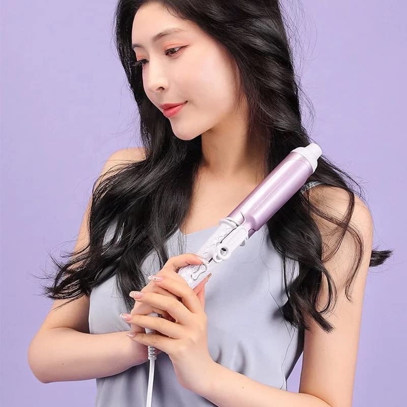 Aiko Professional Tourmaline 1 1/2 Inch Ceramic Curling Iron with Natural Curls, 1.5 Inch Extra Large Barrel Curling Wand for Soft Waves with Negative Ions Dual Voltage, Pastel Purple