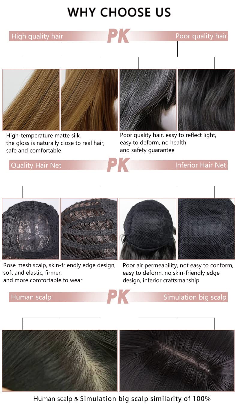 AIKO PRO Chic Korean Fashion 26 Inch Long Wavy Curly Wig, Natural Heat-Resistant Synthetic Hair Wigs with Bands For Cosplay and Daily Wear (Pink Brown) (C-8266)