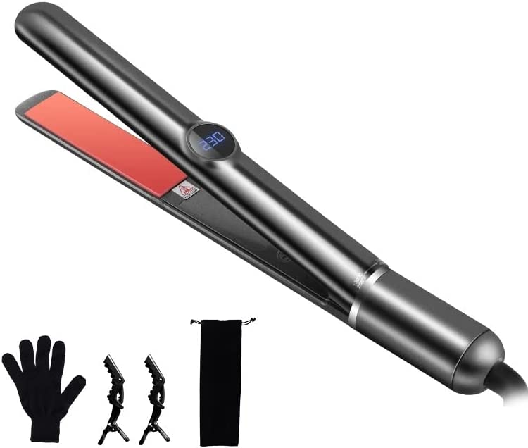 AIKO PRO 2 in 1 Ceramic Tourmaline Hair Straightener, Flat Iron and Curler LCD Display, Negative Ion Floating Plate Fast Heat-Up with Adjustable Temp for All Hair Type
