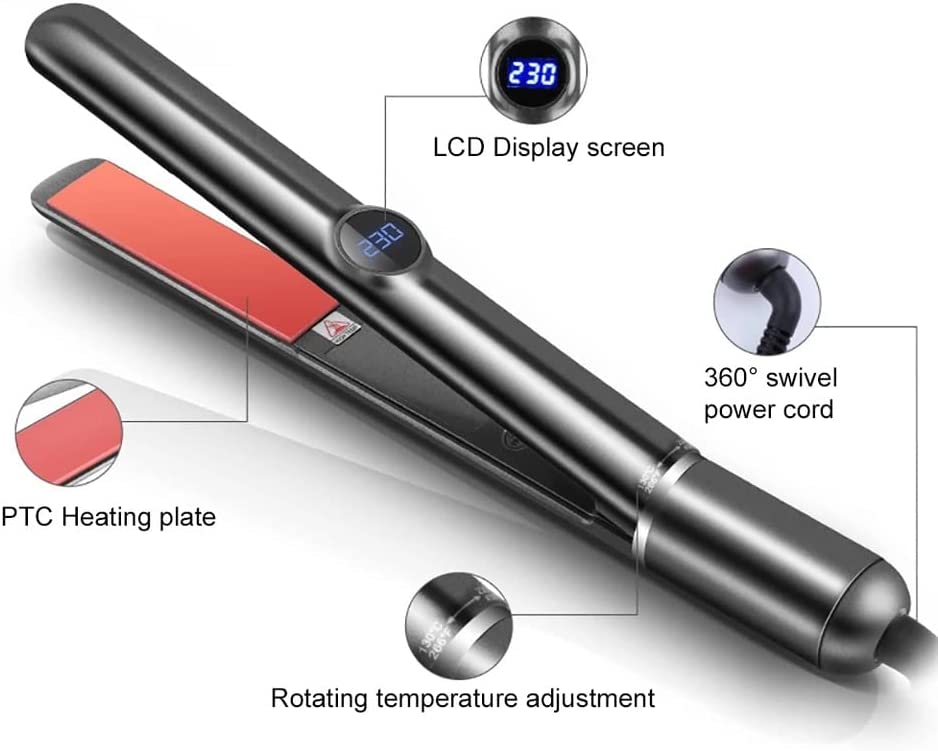AIKO PRO 2 in 1 Ceramic Tourmaline Hair Straightener, Flat Iron and Curler LCD Display, Negative Ion Floating Plate Fast Heat-Up with Adjustable Temp for All Hair Type