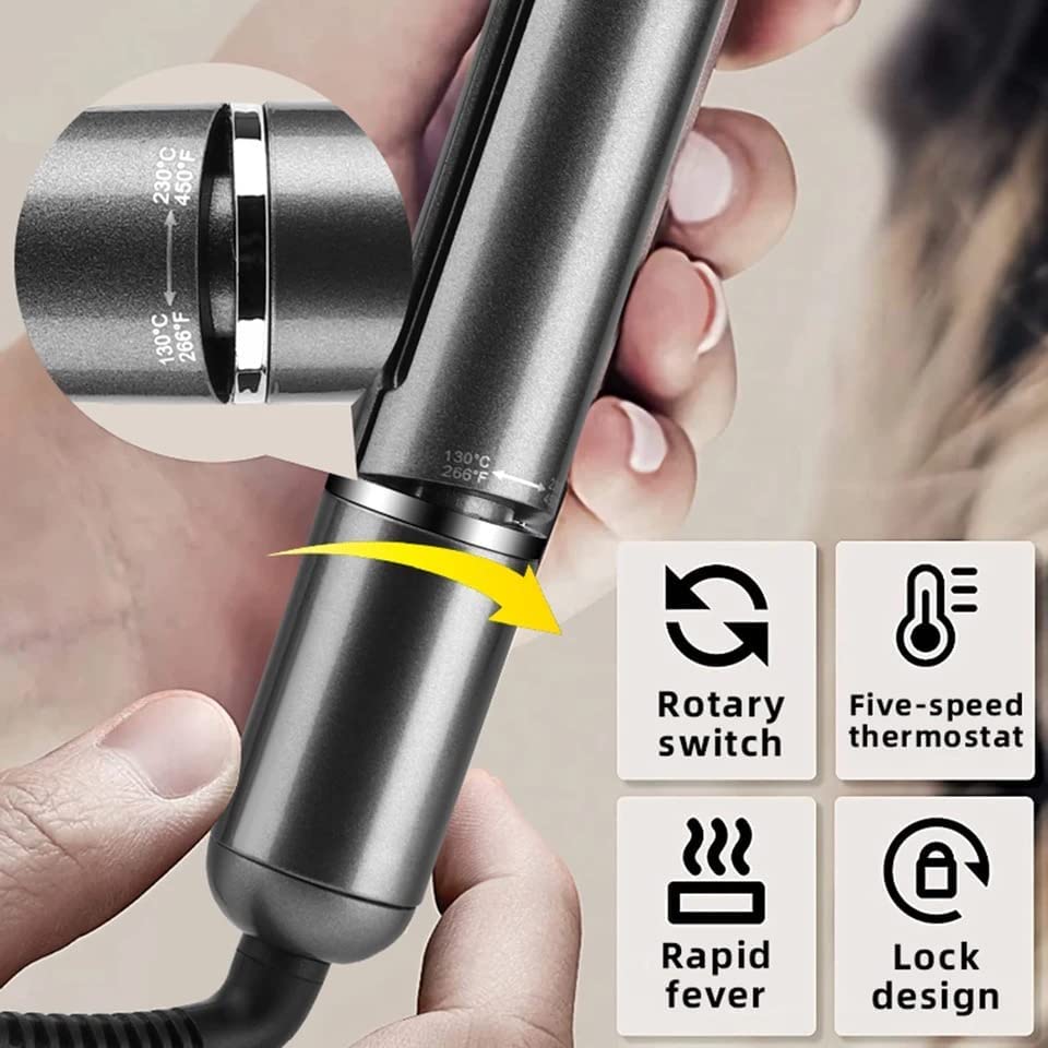 AIKO PRO 2 in 1 Ceramic Tourmaline Hair Straightener, Flat Iron and Curler LCD Display, Negative Ion Floating Plate Fast Heat-Up with Adjustable Temp for All Hair Type