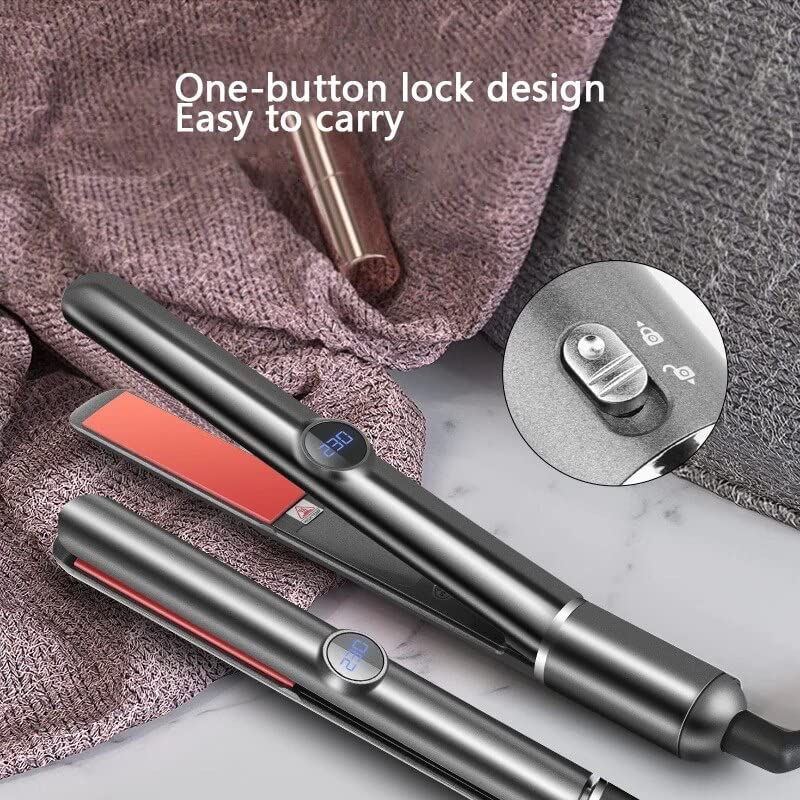 AIKO PRO 2 in 1 Ceramic Tourmaline Hair Straightener, Flat Iron and Curler LCD Display, Negative Ion Floating Plate Fast Heat-Up with Adjustable Temp for All Hair Type