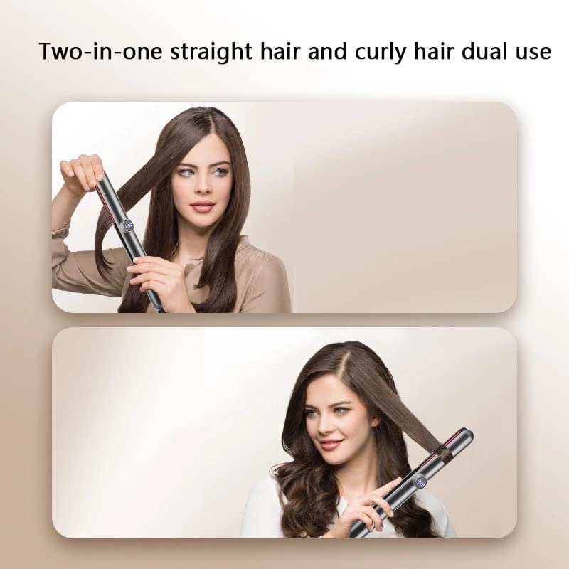 AIKO PRO 2 in 1 Ceramic Tourmaline Hair Straightener, Flat Iron and Curler LCD Display, Negative Ion Floating Plate Fast Heat-Up with Adjustable Temp for All Hair Type