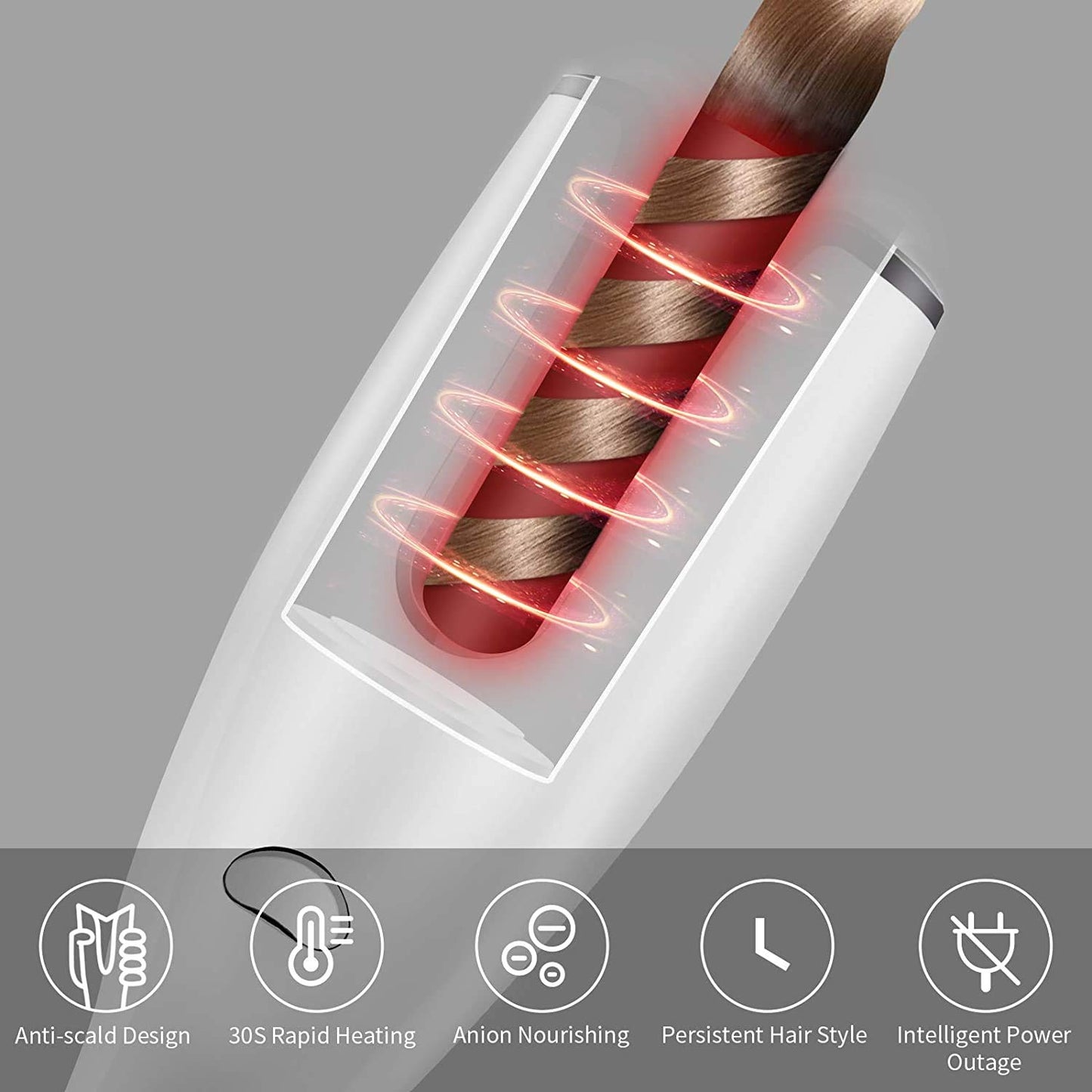 AIKO PRO LCD Automatic Ceramic Air Rotating Portable Curling Iron Wand Anti-Scald Hair Curler with LED Display, Adjustable Temp & Dual Voltage Air Spin N Curler Fast Heat-Up for All Hair Types