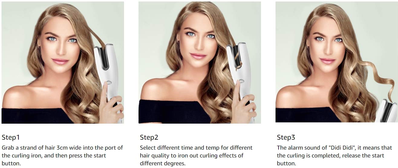 AIKO PRO LCD Automatic Ceramic Air Rotating Portable Curling Iron Wand Anti-Scald Hair Curler with LED Display, Adjustable Temp & Dual Voltage Air Spin N Curler Fast Heat-Up for All Hair Types