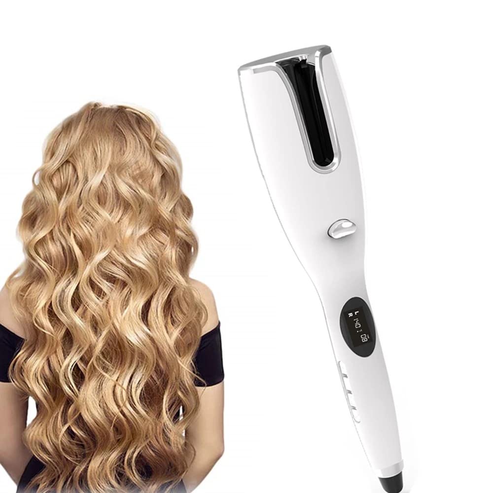 AIKO PRO LCD Automatic Ceramic Air Rotating Portable Curling Iron Wand Anti-Scald Hair Curler with LED Display, Adjustable Temp & Dual Voltage Air Spin N Curler Fast Heat-Up for All Hair Types