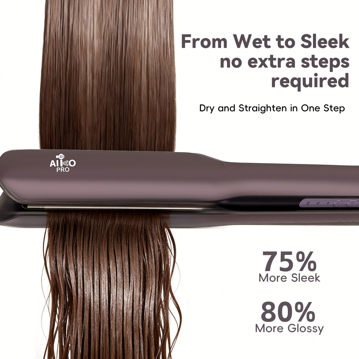 AirGlide 2-in-1 Wet to Dry Hair Straightener & Blow Dryer with High Speed Airflow Featuring AI Heat Control. Frizz-Defying Ions • Ultra-Light • Damage-Free Smart Styling Tool for Straight & Sleek Hair