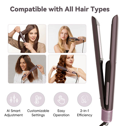 AirGlide 2-in-1 Wet to Dry Hair Straightener & Blow Dryer with High Speed Airflow Featuring AI Heat Control. Frizz-Defying Ions • Ultra-Light • Damage-Free Smart Styling Tool for Straight & Sleek Hair