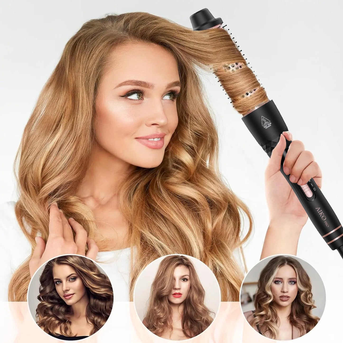 1.5 Inch Thermal Curling Brush for Natural Curls, Ionic Ceramic Heated Round Brush Adds Volume and Makes Hair Smoother, Dual Voltage Heated Round Brush Volumizer, Fast Heat-Up and Easy to Use