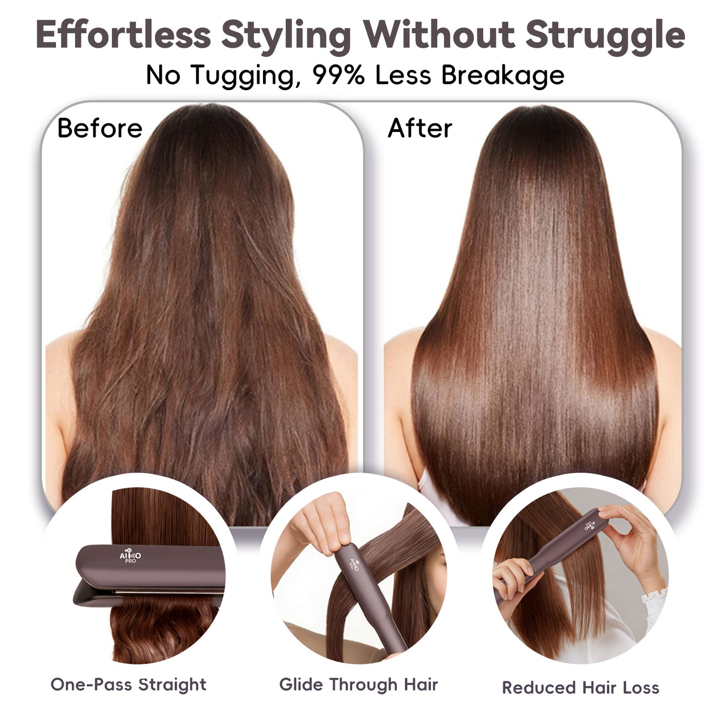AirGlide 2-in-1 Wet to Dry Hair Straightener & Blow Dryer with High Speed Airflow Featuring AI Heat Control. Frizz-Defying Ions • Ultra-Light • Damage-Free Smart Styling Tool for Straight & Sleek Hair