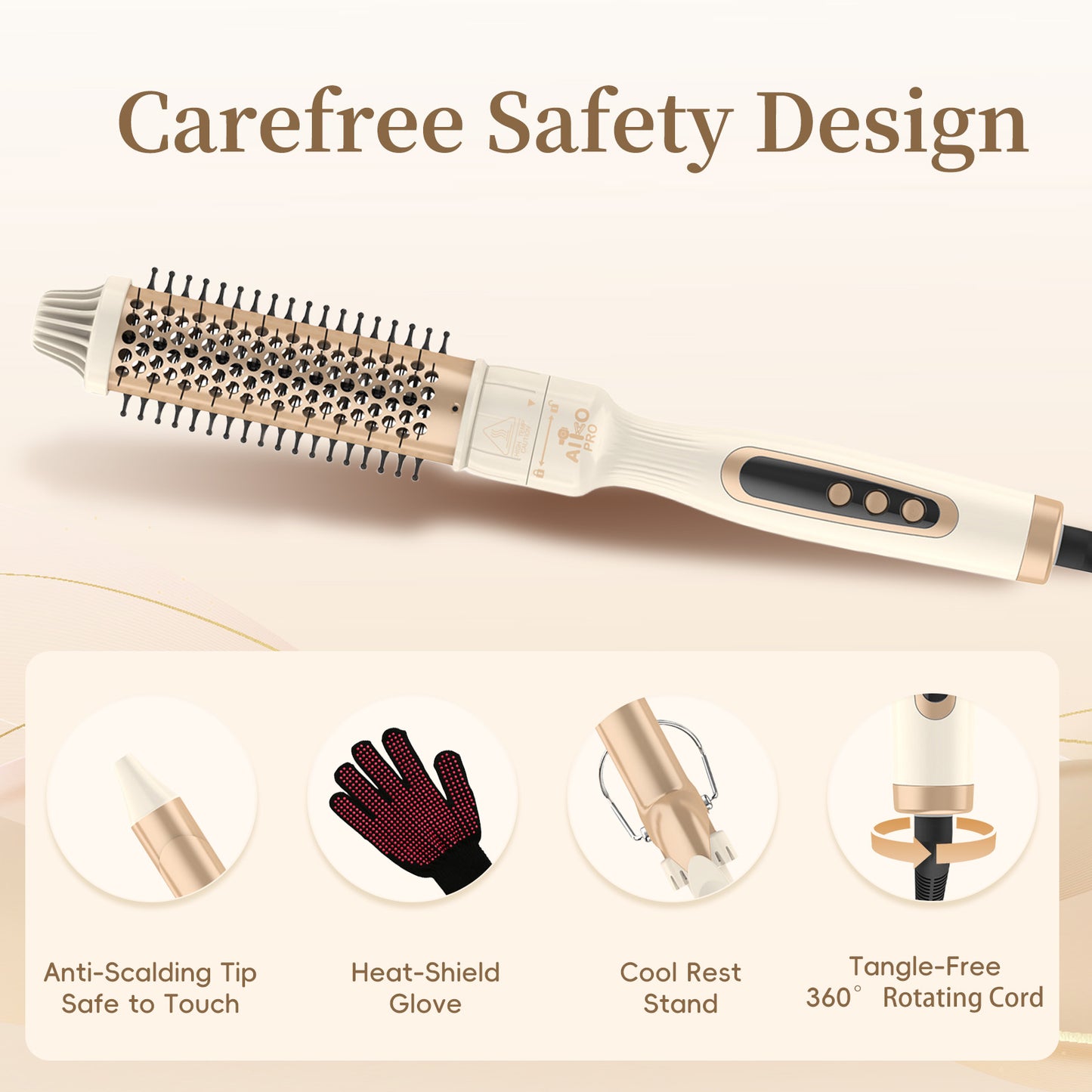 AIKO PRO 6 in 1 Curling Iron Set with Thermal Brush, Hair Straightener, 3 Barrel Hair Crimper, 3 Ceramic Curling Wands (0.35"-1.25"), Fast Heat Up, Dual Voltage with a Glove, Gifts for Women