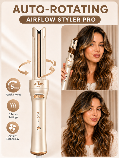 Cool Airflow Automatic Rotating Styler 3.0 Cool Air Technology for Tangle-Free, Lasting Bounce & Shine, Low Heat Risk, Global Use, 3 Temp Settings