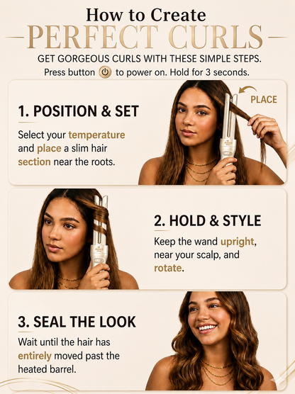 Cool Airflow Automatic Rotating Styler 3.0 Cool Air Technology for Tangle-Free, Lasting Bounce & Shine, Low Heat Risk, Global Use, 3 Temp Settings