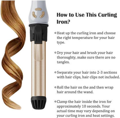 AIKO PRO 1 Inch Professional Automatic Rotating Curling Iron, Nano Titanium Auto Spin Curling Wand Hair Curler with 11 Adjustable Temps 250°F to 450°F, 60 Min Auto Shut-Off, Anti-Scald & Dual Voltage