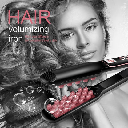 AIKO PRO 2-in-1 Hair Volumizing Iron Hair Straightener Ceramic Crimper Corrugated Curler Volumizer