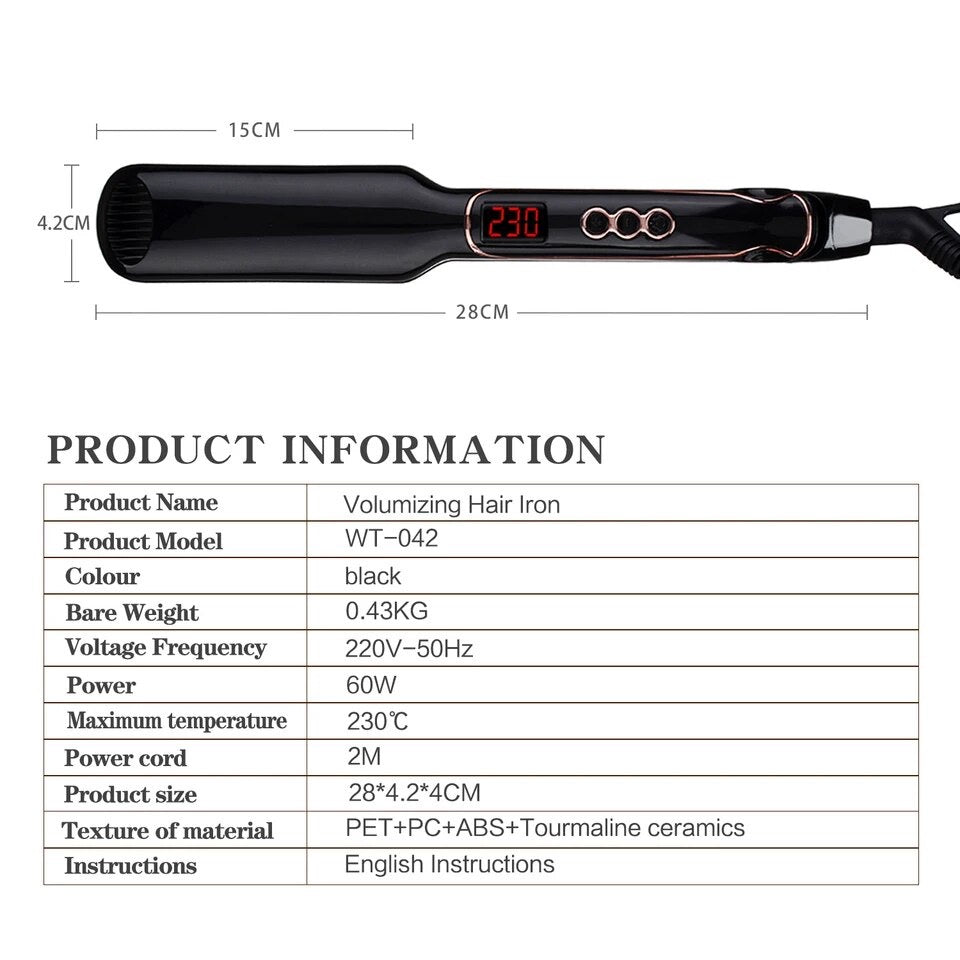 AIKO PRO 2-in-1 Hair Volumizing Iron Hair Straightener Ceramic Crimper Corrugated Curler Volumizer