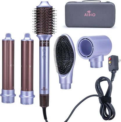 AIKO PRO 5 in 1 Hot Air Styler with 110,000 RPM High-Speed BLDC Ionic Blow Dryer Brush for Fast Drying, Curling & Volumizing, Straightening & Styling Without Heat Damage, A Travel Case Included