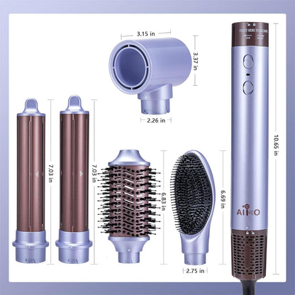 AIKO PRO 5 in 1 Hot Air Styler with 110,000 RPM High-Speed BLDC Ionic Blow Dryer Brush for Fast Drying, Curling & Volumizing, Straightening & Styling Without Heat Damage, A Travel Case Included