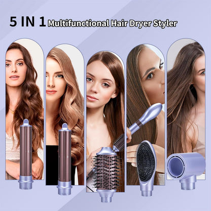 AIKO PRO 5 in 1 Hot Air Styler with 110,000 RPM High-Speed BLDC Ionic Blow Dryer Brush for Fast Drying, Curling & Volumizing, Straightening & Styling Without Heat Damage, A Travel Case Included