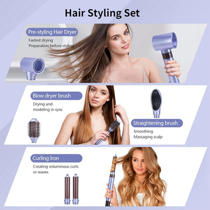 AIKO PRO 5 in 1 Hot Air Styler with 110,000 RPM High-Speed BLDC Ionic Blow Dryer Brush for Fast Drying, Curling & Volumizing, Straightening & Styling Without Heat Damage, A Travel Case Included