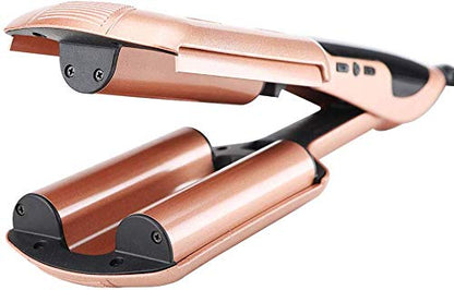 AIKO PRO 3 Barrel 1 Inch Ceramic Tourmaline Egg Roll Hair Curler Crimper Beachy Wavy Curling Iron Wand Deep Waver, with Adjustable LCD Temp Display & Fast Heating for Wet and Dry Hair