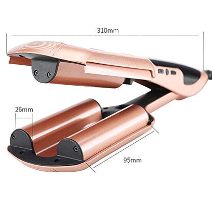 AIKO PRO 3 Barrel 1 Inch Ceramic Tourmaline Egg Roll Hair Curler Crimper Beachy Wavy Curling Iron Wand Deep Waver, with Adjustable LCD Temp Display & Fast Heating for Wet and Dry Hair