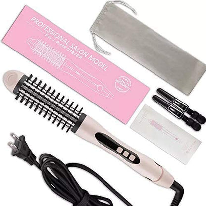 AIKO PRO 3 in 1 Ceramic Tourmaline PTC Heater Hair Curler, Straightener and Brush,Fast Heat Hair Styling Tool, Auto Shut Off, LCD Display,Back Key Lock,Smart Dual Voltage for All Hair Types