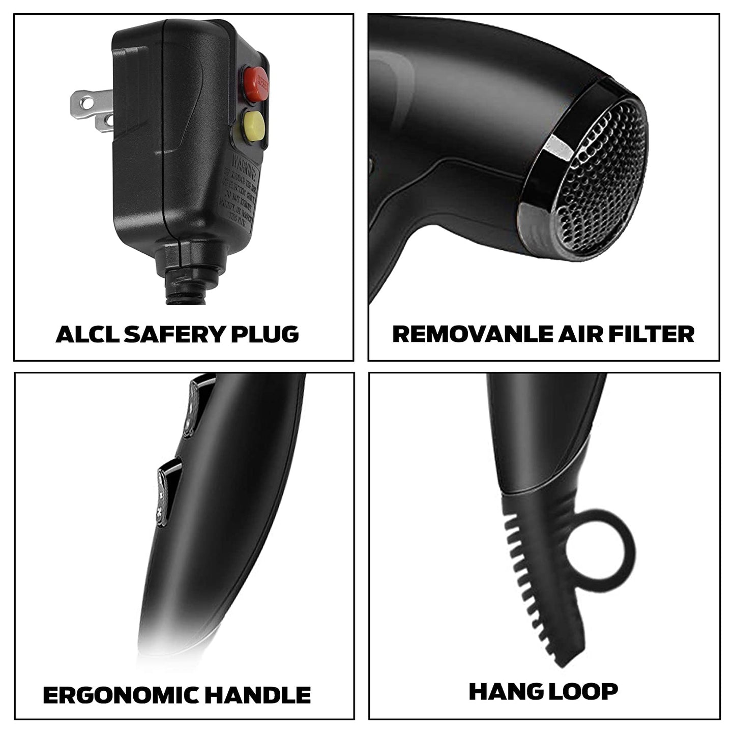AIKO PRO 1875W Negative Ionic Professional Fast Dryer Hair Dryer, Lightweight Salon Performance Blow Dryer, Blow Hot or Cool Air, with Concentrator, 2 Speed and 3 Heat Settings, ETL Certified