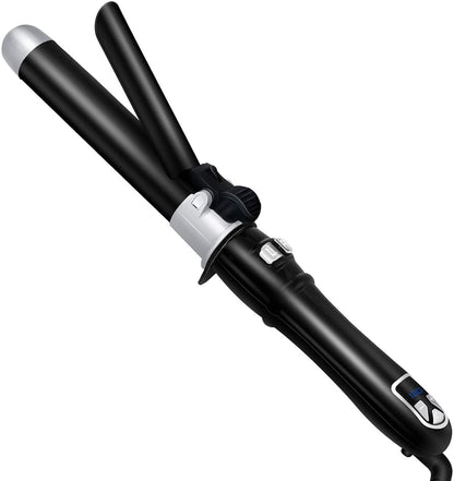 AIKO PRO 1'' Pro Auto Spin Hair Curler Ceramic Instant Heat Curling Wand, Wavy Rotating Iron with Adjustable Temps 210 degreeF - 450 degreeF, Anti-Scald & Dual Voltage, for All Types, Black, WT-108