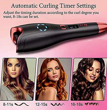 AIKO PRO Auto Hair Curler, Automatic Curling Iron with LCD Display and Timer for All Hair Types, Fast Heating, Auto Shut-Off Curling Wand